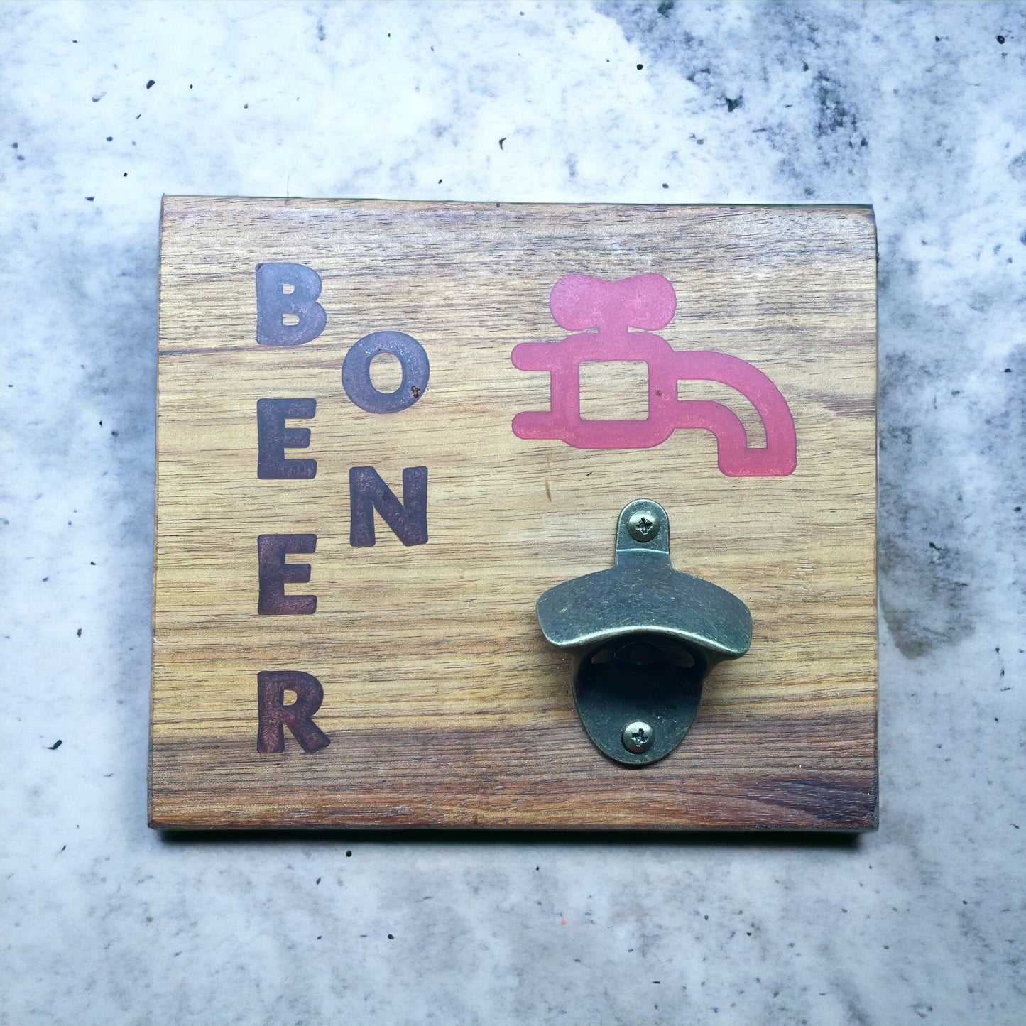 Beer on Tap Bottle Opener Wooden Sign